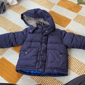 Baby Gap navy blue warm winter coat with snow skirt size 18-24m